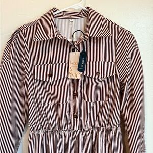 Modesees Striped Long Sleeve Maxi Shirt Dress